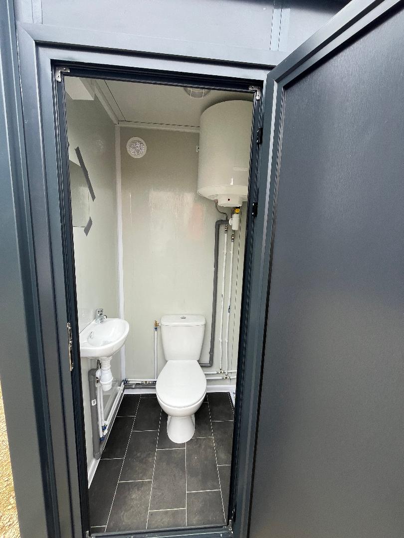 Sanitarand Corntainer torilet + Lavabor + Ducha withectable Gris